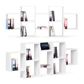 Poliță suspendată modernă cu 8 rafturi albă, MODERNHOME
