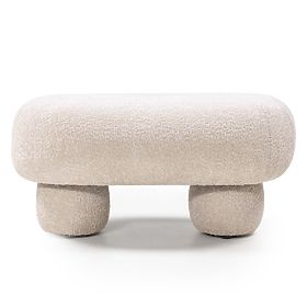 Puf oval Fragola bej deschis, boucle, forme rotunjite