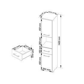 RAFT DE BAIE FIN COLOANĂ 30 2D 1SZ 1W 140cm PK CAPPUCCINO LUCIOASĂ