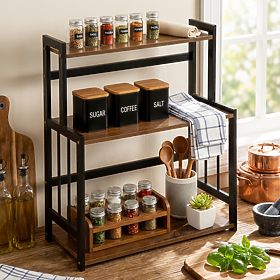 Raft de bucătărie pentru condimente CEZAR Wood Brown