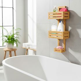 Raft din bambus MANILA cu 3 niveluri pentru bucătărie și baie