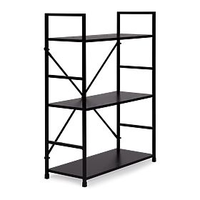 Raft din lemn cu cadru metalic lat LOFT 3 rafturi negru