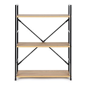 Raft din lemn cu cadru metalic lat LOFT 3 rafturi, MODERNHOME