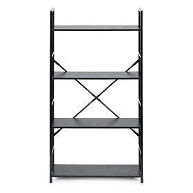 Raft larg din lemn cu 4 polițe modern LOFT negru, MODERNHOME