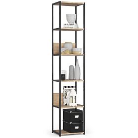 Raft metalic loft 40 cm - negru-stejar sonoma - 6 rafturi