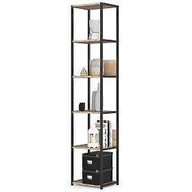 Raft metalic loft 40 cm - negru-stejar sonoma - 6 rafturi