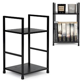 Raft modern din lemn cu 2 polițe LOFT negru, MODERNHOME