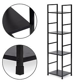 Raft modern din lemn cu cadru metalic LOFT 4 rafturi negru, MODERNHOME