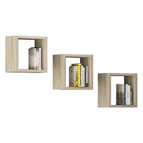 RAFTURI DE PERETE K 25x25cm SET 3 BUCĂȚI STEJAR SONOMA