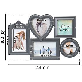 Ramă foto CORAZON pentru 5 fotografii gri
