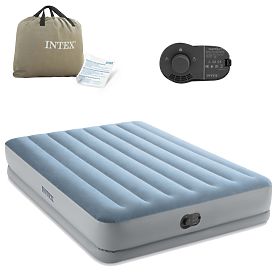 Saltea gonflabilă mare pentru două persoane 203x152x36 cm cu pompă electrică încorporată pat INTEX 6, INTEX