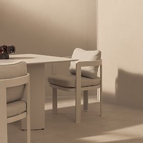 Scaun de grădină Japori din aluminiu, bej deschis, rotunjit