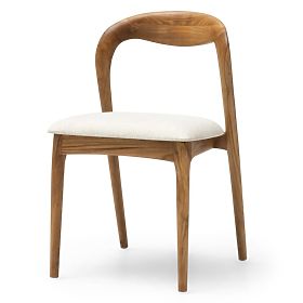 Scaun din lemn Harper, rotunjit, natural/bej deschis