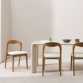 Scaun din lemn Harper, rotunjit, natural/bej deschis