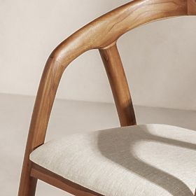 Scaun din lemn Sande rotunjit, natural/crem, lemn de tec, lectus