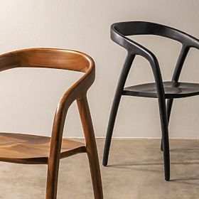 Scaun din lemn Sande rotunjit, natural, lemn de tec