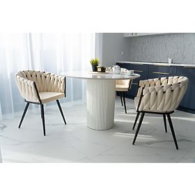 Scaun împletit din catifea ASTON VELVET bej