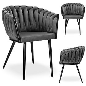 Scaun împletit din catifea ASTON VELVET grafit