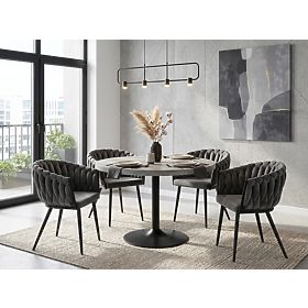 Scaun împletit din catifea ASTON VELVET grafit