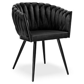 Scaun împletit din catifea ASTON VELVET negru