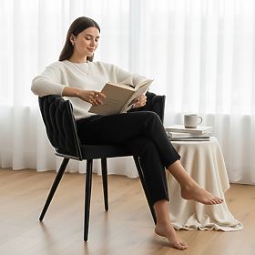 Scaun împletit din catifea ASTON VELVET negru