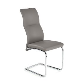 Scaun metalic cromat ARCO / piele ecologică culoare cenușiu (1p=2buc)