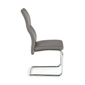 Scaun metalic cromat ARCO / piele ecologică culoare cenușiu (1p=2buc)