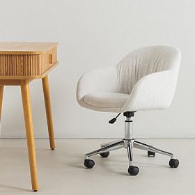 Scaun rotativ Oti, crem/picioare cromate