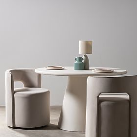 Scaun rotativ Raval bej, catifea, rotunjit