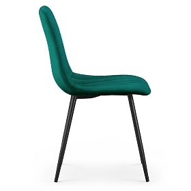Scaun tapițat din catifea cu cusături verticale Verde Sticlă LIVO Picioare Negre