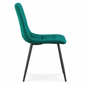 Scaun tapițat din velur cu cusături Verde Sticlă NERO Picioare negre