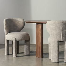 Scaun tapițat Elaine bej, formă rotunjită, lectus