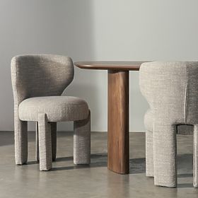 Scaun tapițat Elaine bej, formă rotunjită, lectus