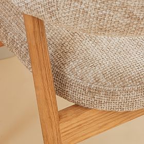 Scaun tapițat Giovani, bej/lemn de stejar, rotunjit, lectus