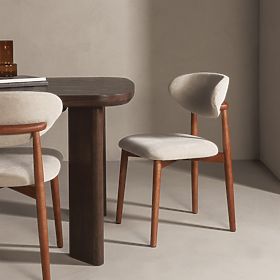 Scaun tapițat Merano bej/nuc deschis