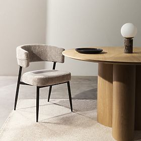 Scaun tapițat Rosario bej/picioare negre