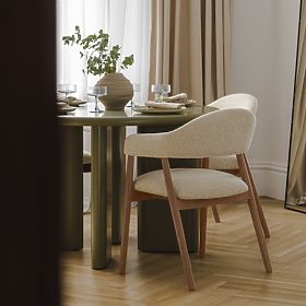 Scaun tapițat Sorrento, bej, boucle/nuc deschis