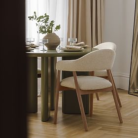 Scaun tapițat Sorrento, bej, boucle/nuc deschis, lectus