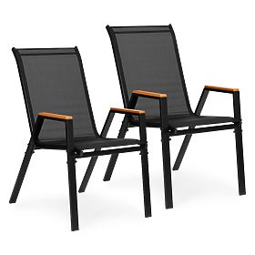 Set 2x scaune de grădină complete pentru terasă balcon negre MultiGarden