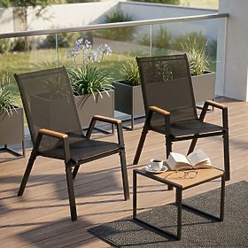 Set 2x scaune de grădină complete pentru terasă balcon negre MultiGarden