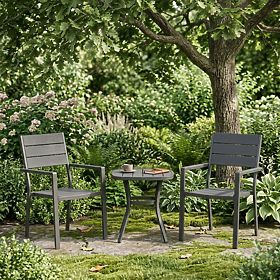 Set de 2 scaune de grădină pentru terasă balcon oțel HDPE gri MultiGarden, MultiGarden