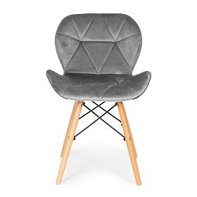 Set de 4 scaune din catifea pentru sufragerie și living - gri