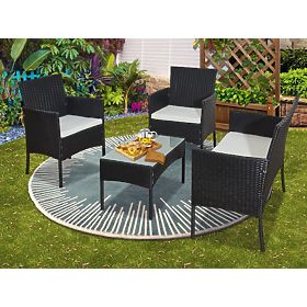 Set de balcon din tehnoratan (Canapea + 2 x fotoliu + măsuță) COMODO negru