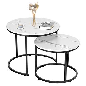 Set de două mese de loft Galen Small Marmură Albă
