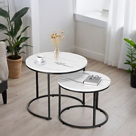 Set de două mese de loft Galen Small Marmură Albă