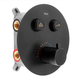 Set de duș încastrat cu termostat LUNGO Negru + BOX, Rea