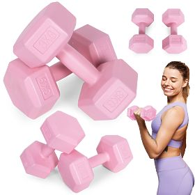 Set de gantere hexagonale 2x3 kg pentru fitness roz ModernHome