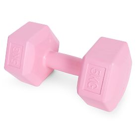 Set de gantere hexagonale 2x5 kg pentru fitness roz ModernHome