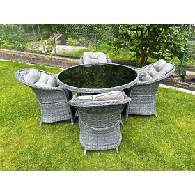 Set de masă din tehnoratan (masă rotundă + 4 fotolii) MODERNO gri