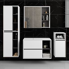 SET DE MOBILIER DE BAIE SUSPENDAT CU DECUPAJE VAMI ALB / GRI GRAFIT